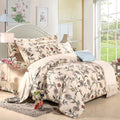 Parure de lit en coton pur 100% - tissage sergé, imprimé floral, doux et élégant - IVOIRART.COM