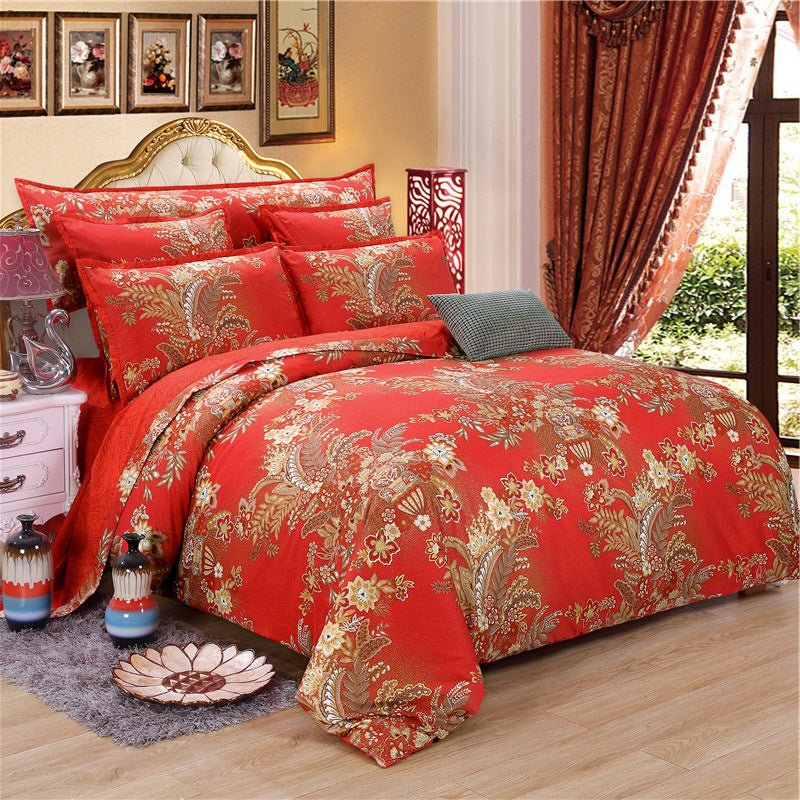 Parure de lit en coton pur 100% - tissage sergé, imprimé floral, doux et élégant - IVOIRART.COM