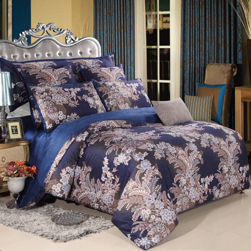 Parure de lit en coton pur 100% - tissage sergé, imprimé floral, doux et élégant - IVOIRART.COM