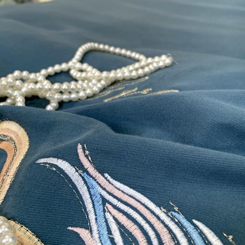 Parure de lit luxe européenne en coton et broderie de soie, 4 pièces haut de gamme - IVOIRART.COM
