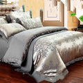 Parure de lit luxe Ice Silk Jacquard coton-lin européenne 4 pièces motif floral. - IVOIRART.COM