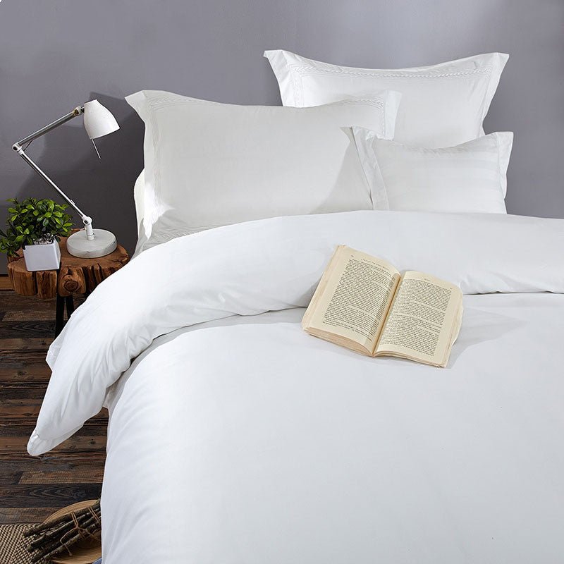 Parure de lit satin coton 4 pièces 100% coton tissé air-jet pour lit 1,8 m luxe! - IVOIRART.COM