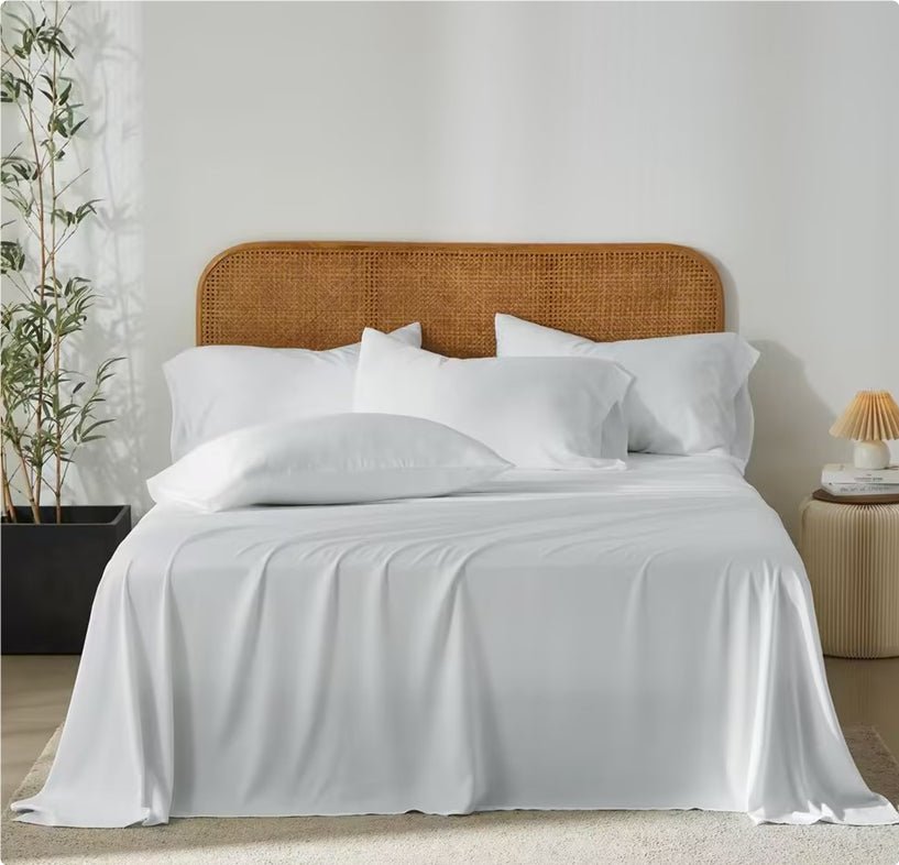 Parure de lit TFQK : drap-housse, drap plat, housse de couette et 2 taies bambou - IVOIRART.COM