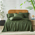 Parure de lit TFQK : drap-housse, drap plat, housse de couette et 2 taies bambou - IVOIRART.COM