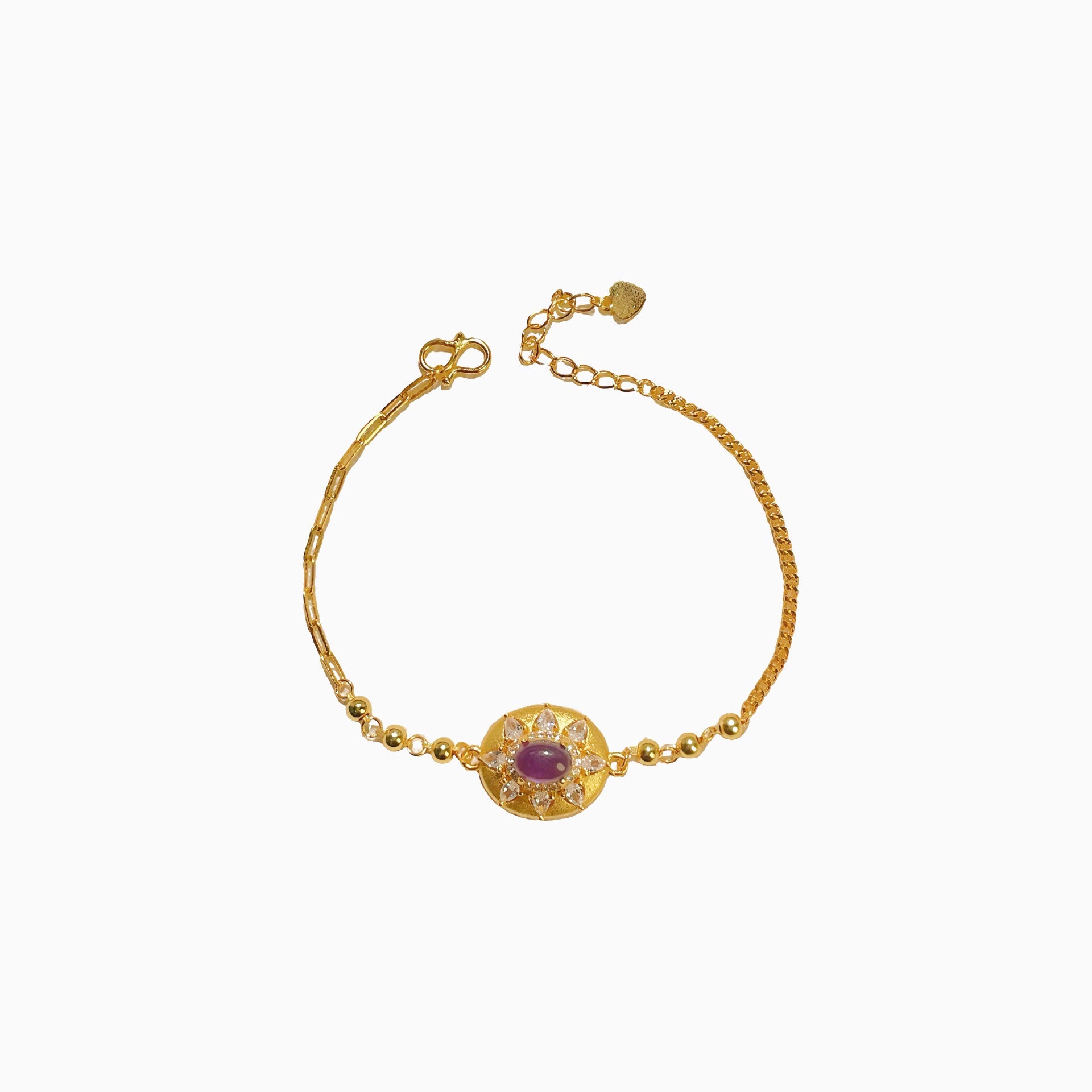 Parure élégante en argent sterling S925 avec tournesol français et améthyste - IVOIRART.COM