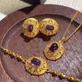 Parure élégante en argent sterling S925 avec tournesol français et améthyste - IVOIRART.COM