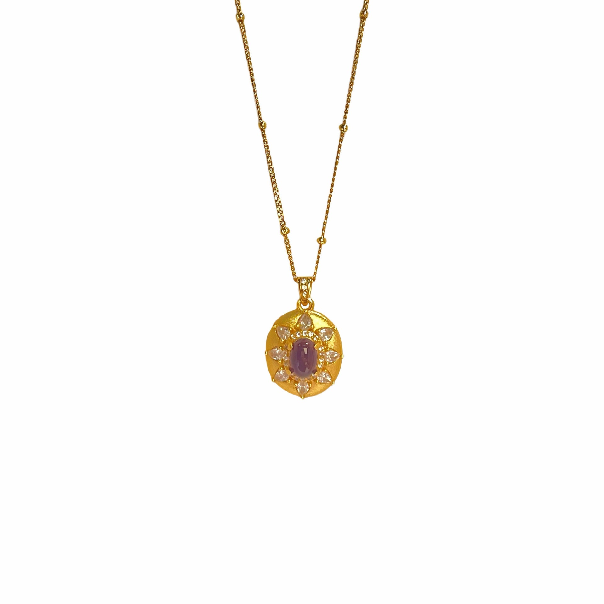 Parure élégante en argent sterling S925 avec tournesol français et améthyste - IVOIRART.COM
