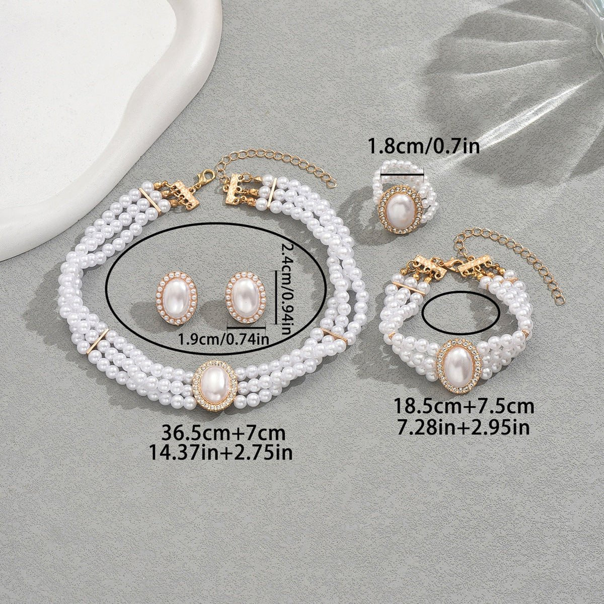 Parure multi-couches femme Europe-Amérique, collier, boucles, bracelet, perle CZs. - IVOIRART.COM