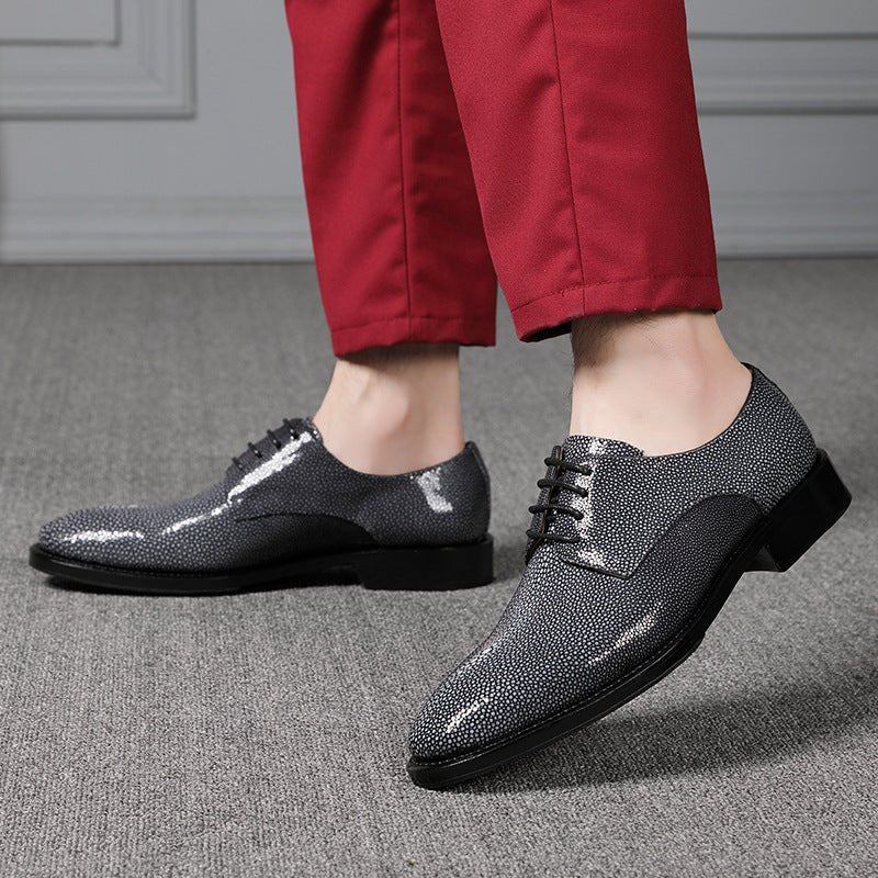 Pearl Fish Skin Men's Shoes Pure Manual Lace Up Low Heel - IVOIRART.COM
