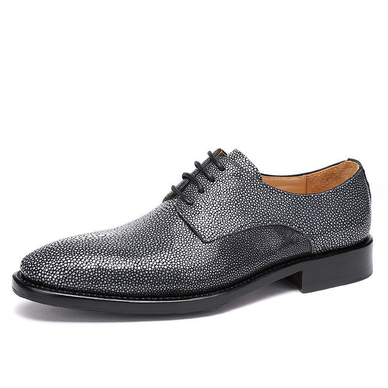 Pearl Fish Skin Men's Shoes Pure Manual Lace Up Low Heel - IVOIRART.COM