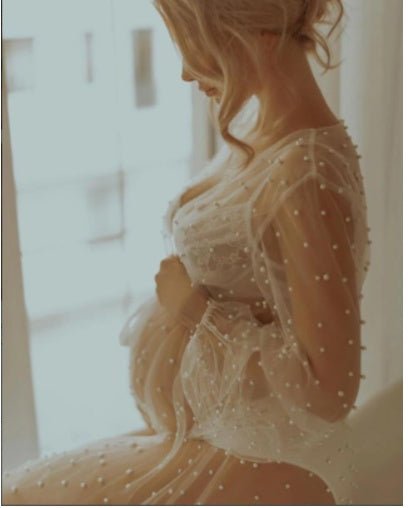 Pearl Mesh Pajamas Lace Dress Lingerie See-through Cape - IVOIRART.COM