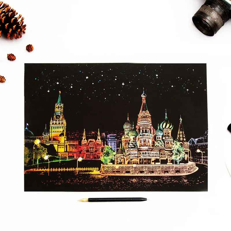 Peinture à gratter paysage autour du monde - IVOIRART.COM