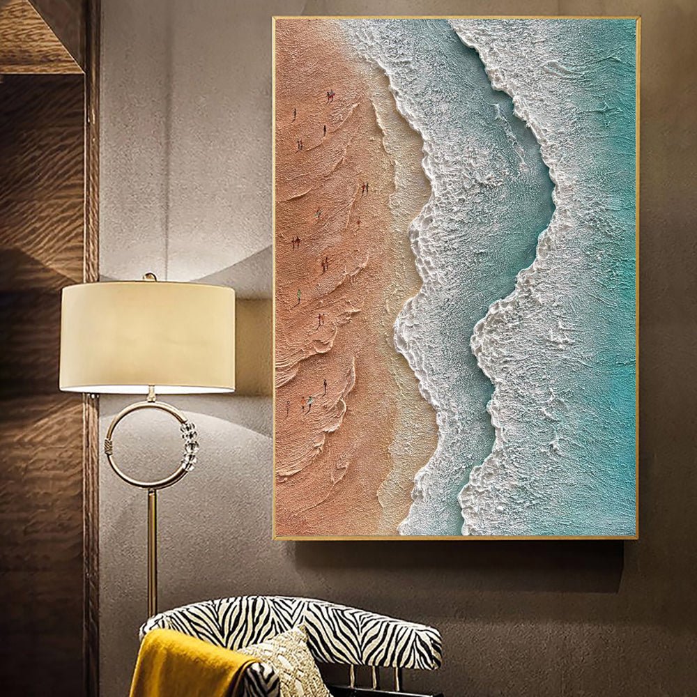 Peinture à l'huile 3D texturée faite main - Paysage plage vacances sur toile XXL - IVOIRART.COM