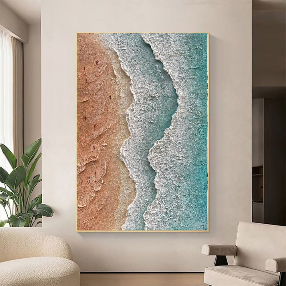Peinture à l'huile 3D texturée faite main - Paysage plage vacances sur toile XXL - IVOIRART.COM