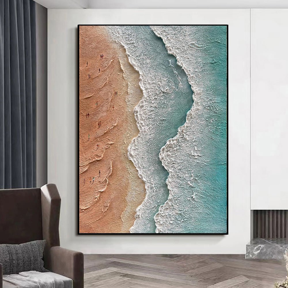 Peinture à l'huile 3D texturée faite main - Paysage plage vacances sur toile XXL - IVOIRART.COM