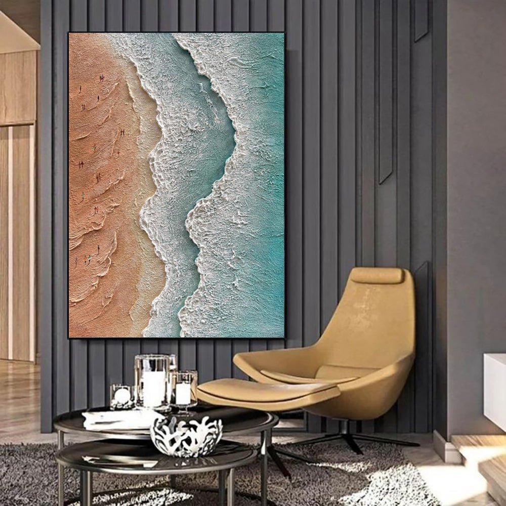 Peinture à l'huile 3D texturée faite main - Paysage plage vacances sur toile XXL - IVOIRART.COM