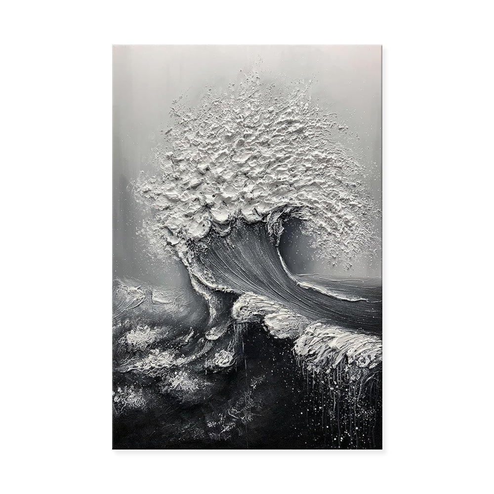 Peinture à l'huile abstraite 3D Vague Océan épaisse, toile peinte à la main-beau - IVOIRART.COM
