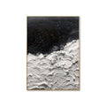Peinture à l'huile abstraite épaisse faite main - Océans d'Étoiles Noir et Blanc - IVOIRART.COM