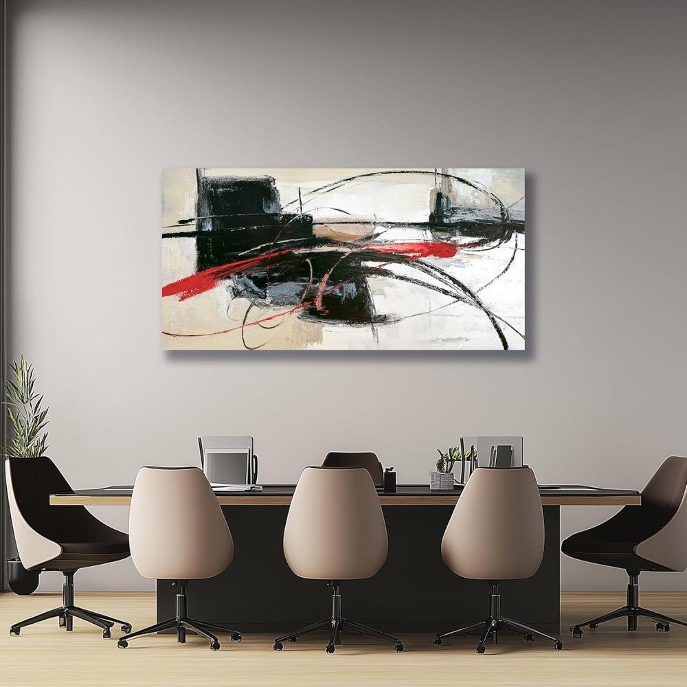 Peinture à l'huile abstraite fait main sur toile roulée sans cadre pour salon XL - IVOIRART.COM