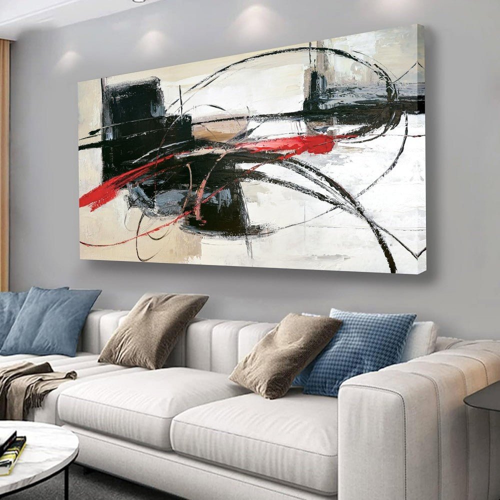 Peinture à l'huile abstraite fait main sur toile roulée sans cadre pour salon XL - IVOIRART.COM