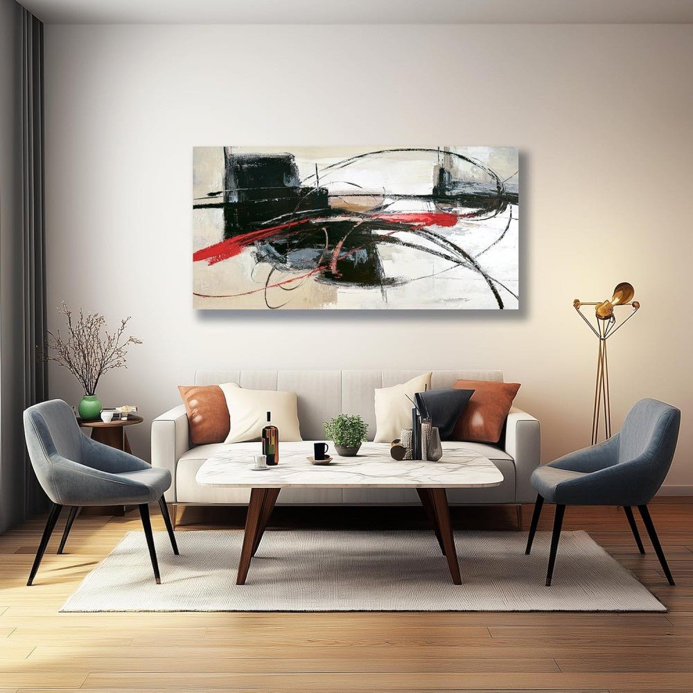 Peinture à l'huile abstraite fait main sur toile roulée sans cadre pour salon XL - IVOIRART.COM