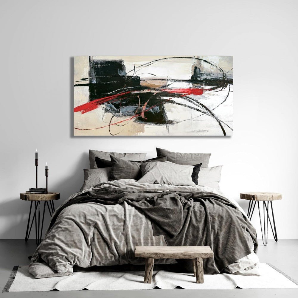 Peinture à l'huile abstraite fait main sur toile roulée sans cadre pour salon XL - IVOIRART.COM