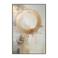 Peinture à l'huile abstraite faite main sur toile, cercle doré, déco murale mod. - IVOIRART.COM