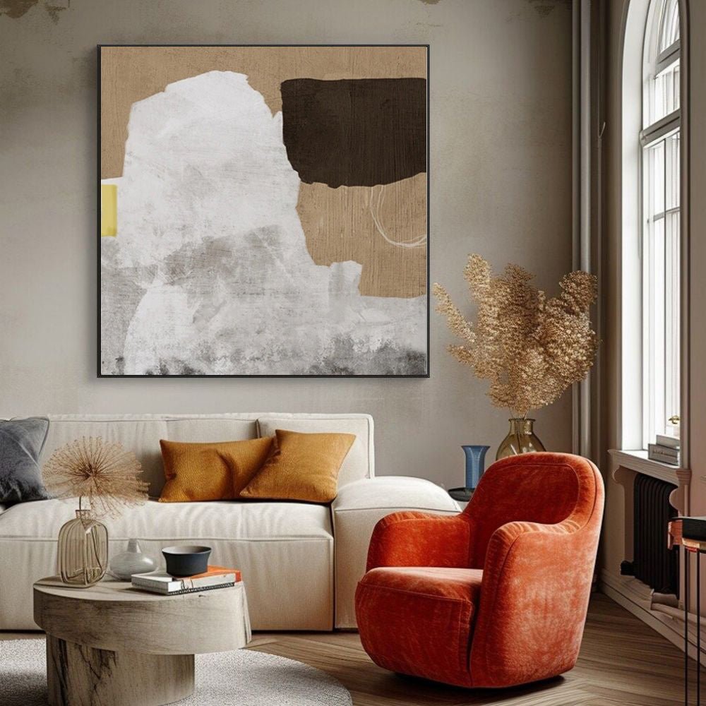 Peinture À L'huile Abstraite Handmade sur Toile | Moderne Minimaliste Sans Cadre - IVOIRART.COM