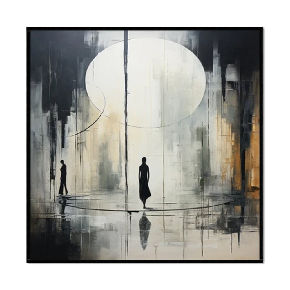 Peinture à l'huile abstraite noir et blanc sur toile, fait main, décor mural -XL - IVOIRART.COM