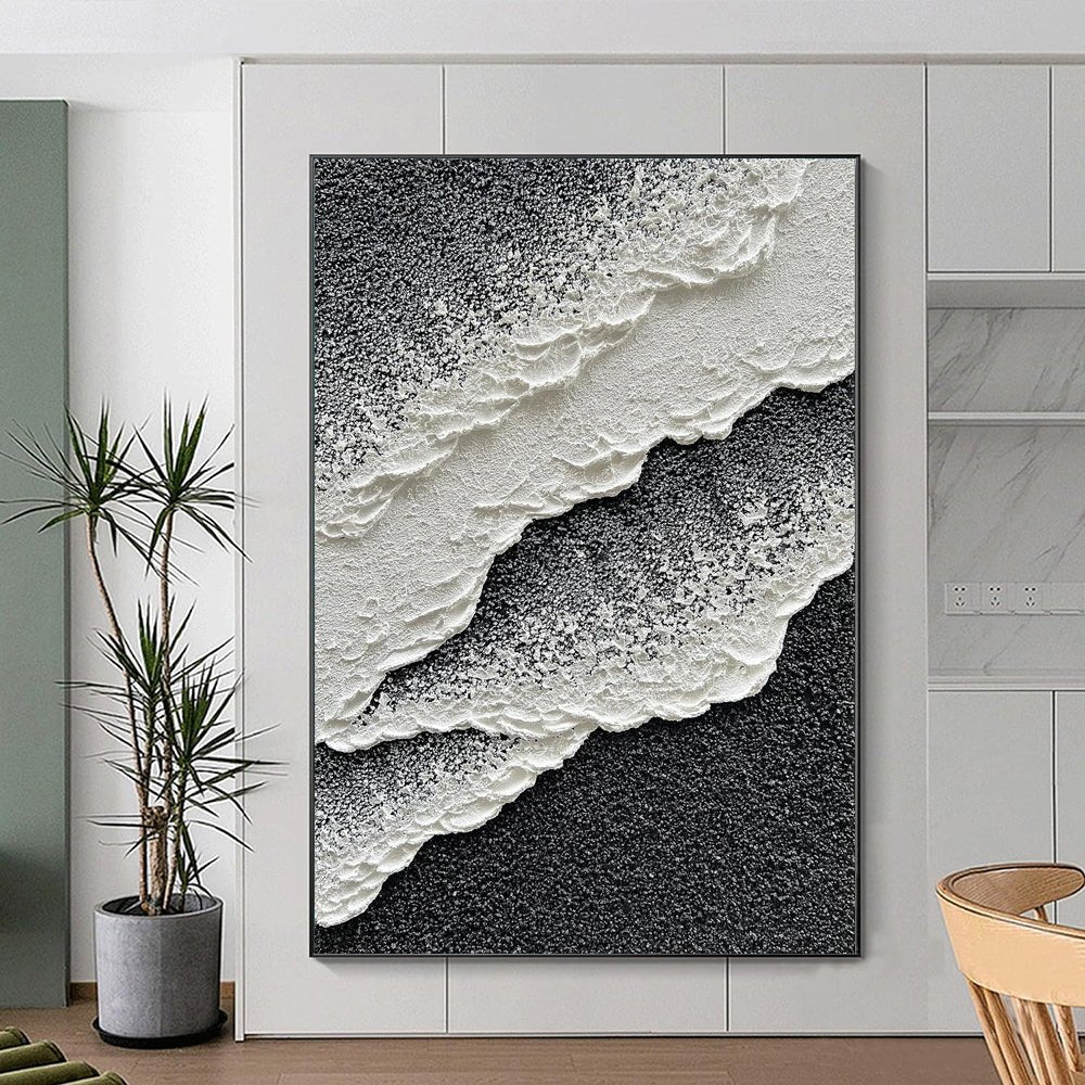 Peinture à l'huile abstraite vagues marines 3D - Toile faite main pour salon art - IVOIRART.COM