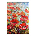 Peinture à l'huile fait main Fleurs rouges épaisses Toile pour salon sans cadre. - IVOIRART.COM