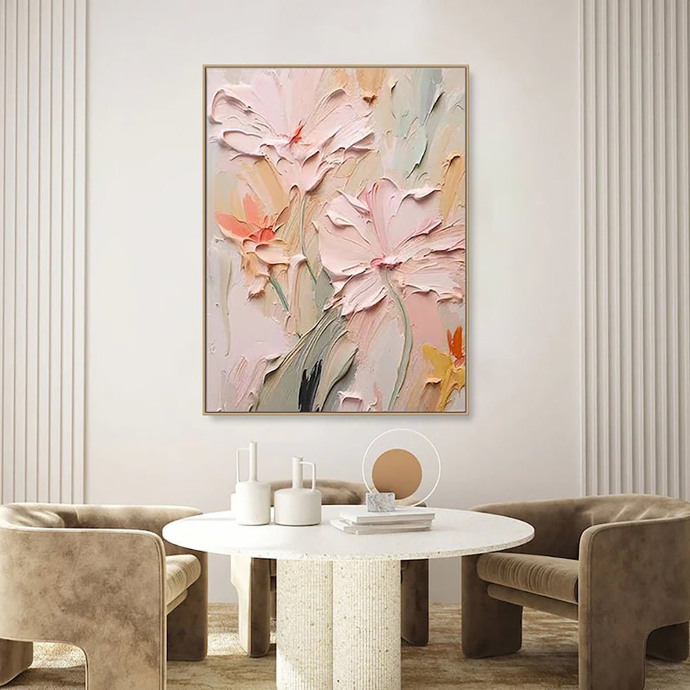 Peinture à l'huile faite à la main sur toile fleurs 3D texture épaisse art mural - IVOIRART.COM