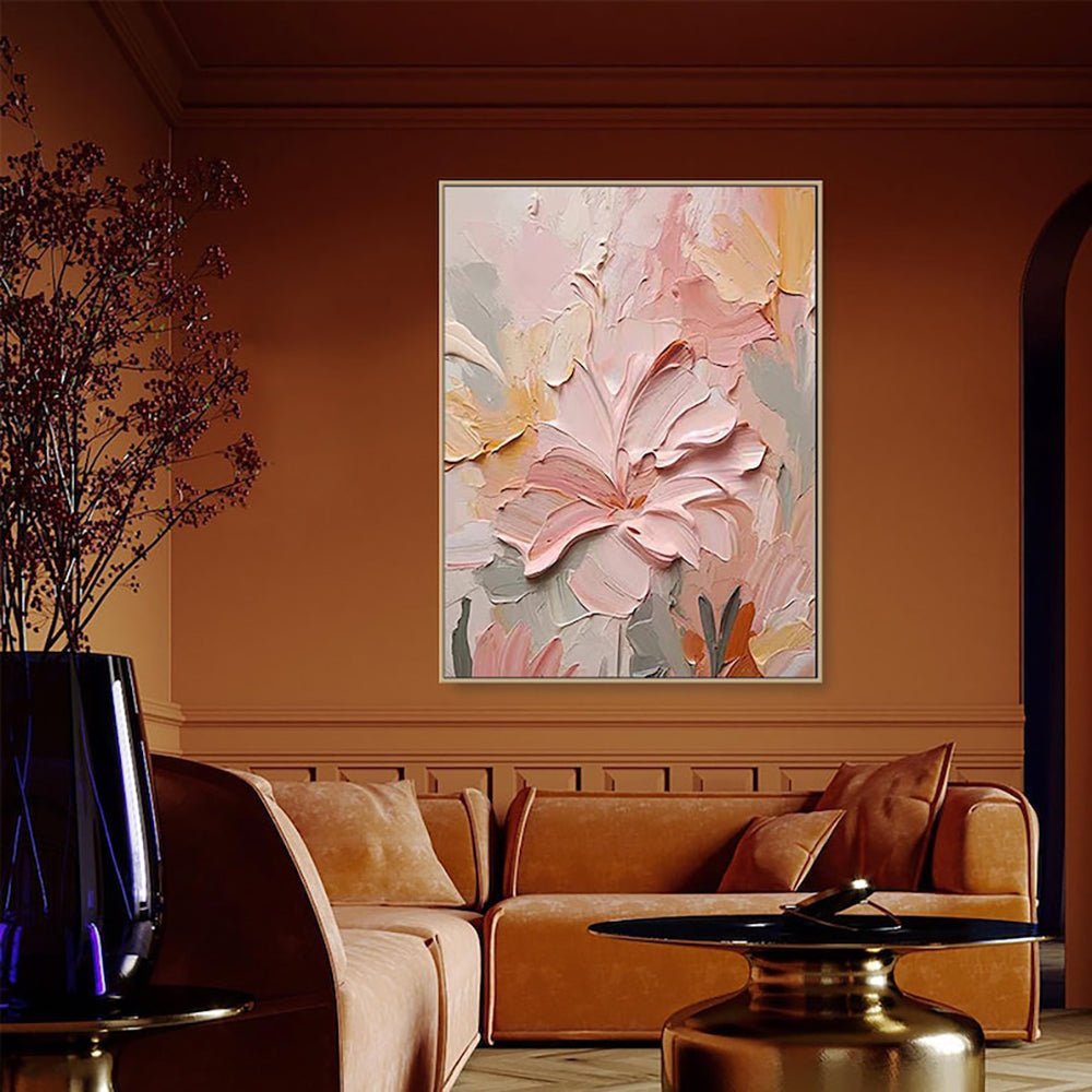Peinture à l'huile faite à la main sur toile fleurs 3D texture épaisse art mural - IVOIRART.COM