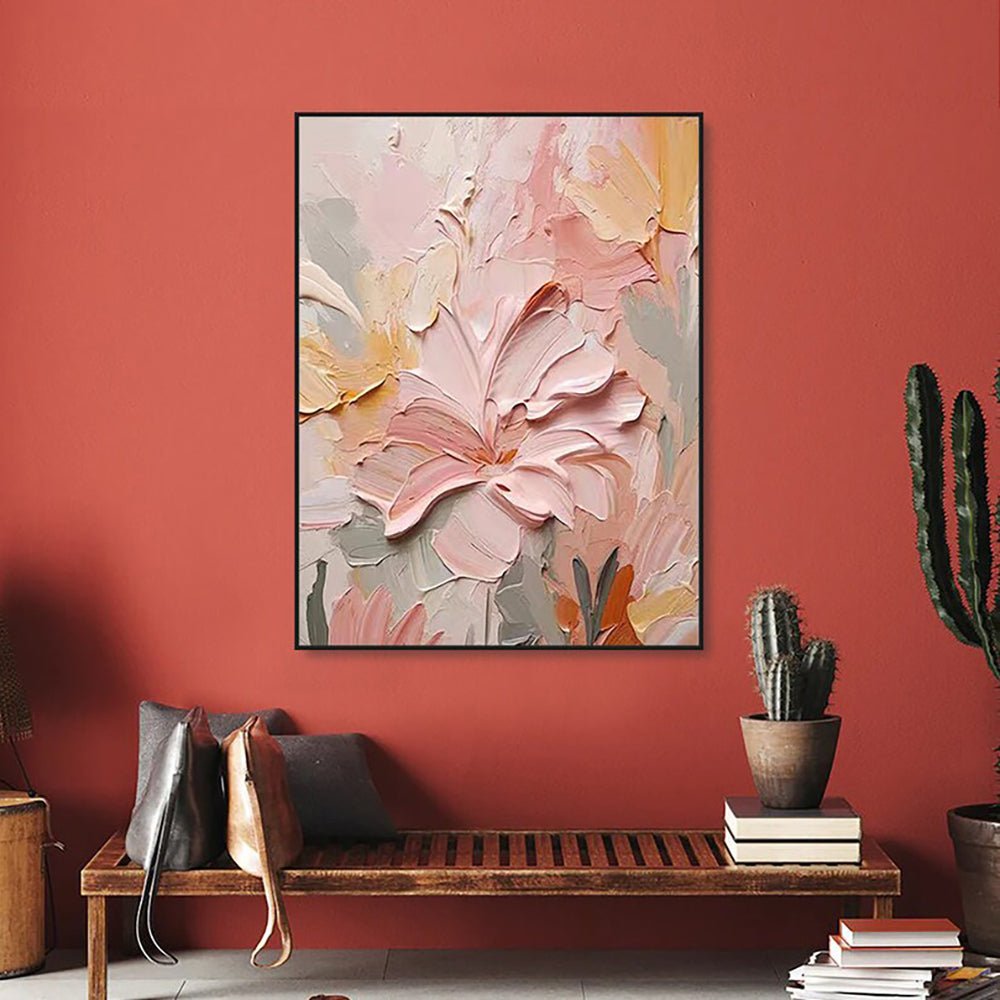 Peinture à l'huile faite à la main sur toile fleurs 3D texture épaisse art mural - IVOIRART.COM