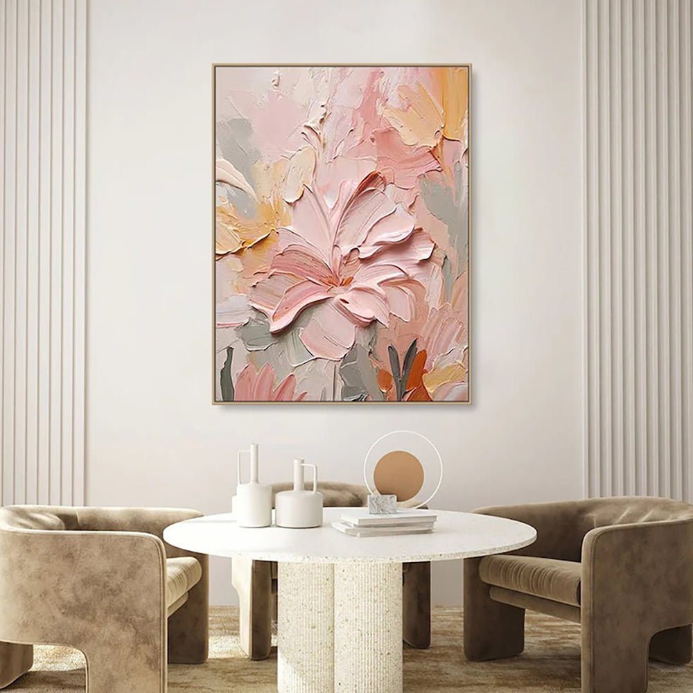Peinture à l'huile faite à la main sur toile fleurs 3D texture épaisse art mural - IVOIRART.COM