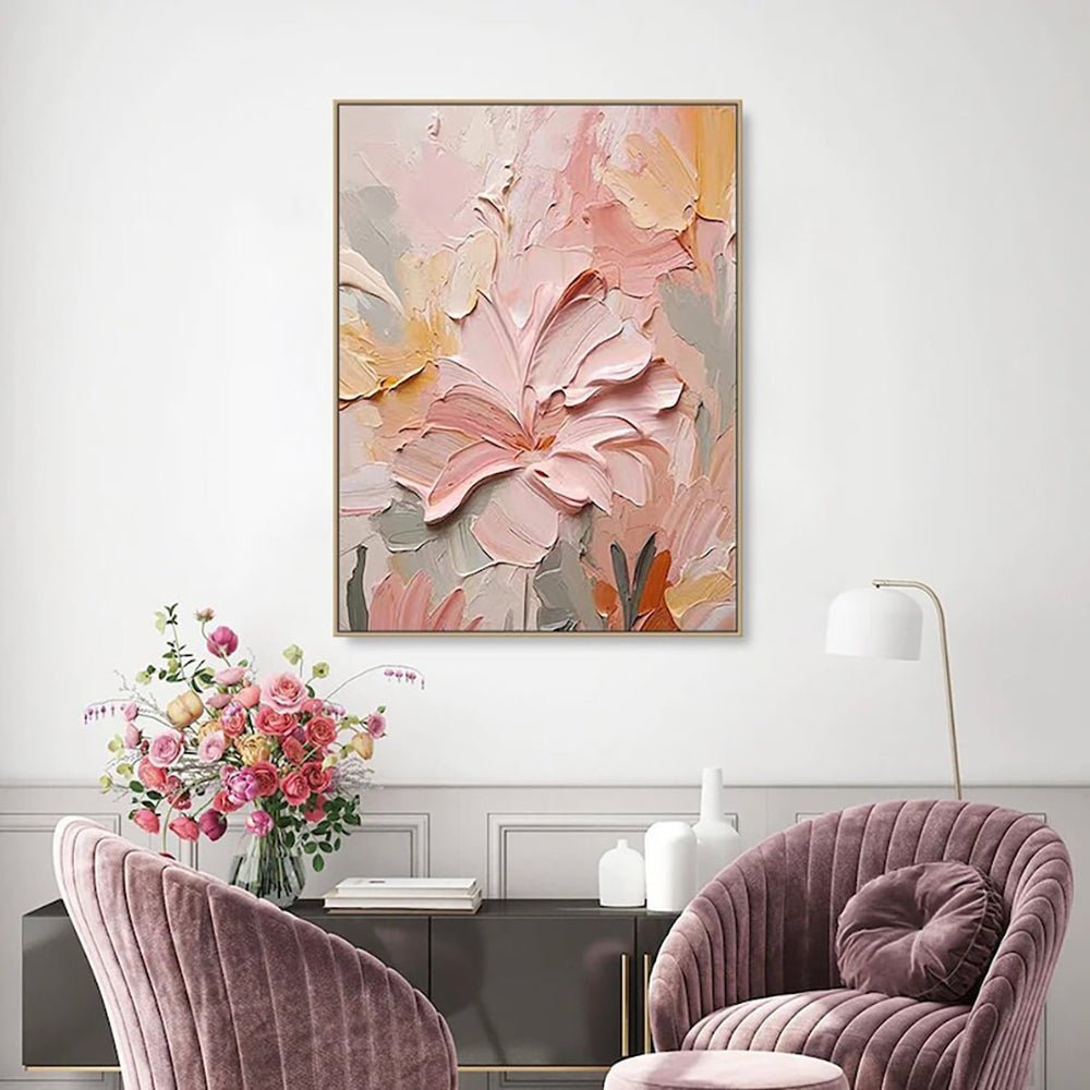 Peinture à l'huile faite à la main sur toile fleurs 3D texture épaisse art mural - IVOIRART.COM
