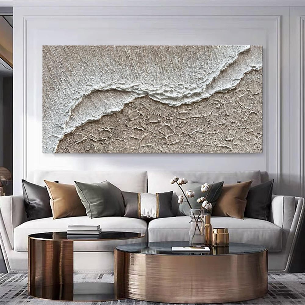 Peinture à l'huile paysage océan blanc vagues sur toile - Décor mural moderneart - IVOIRART.COM