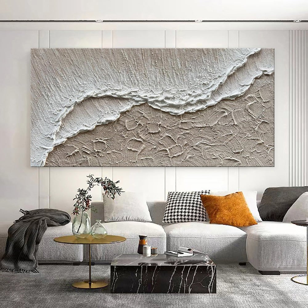 Peinture à l'huile paysage océan blanc vagues sur toile - Décor mural moderneart - IVOIRART.COM