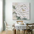 Peinture à l'huile peinte à la main Pivoine blanche texture épaisse 50x50/60x60! - IVOIRART.COM