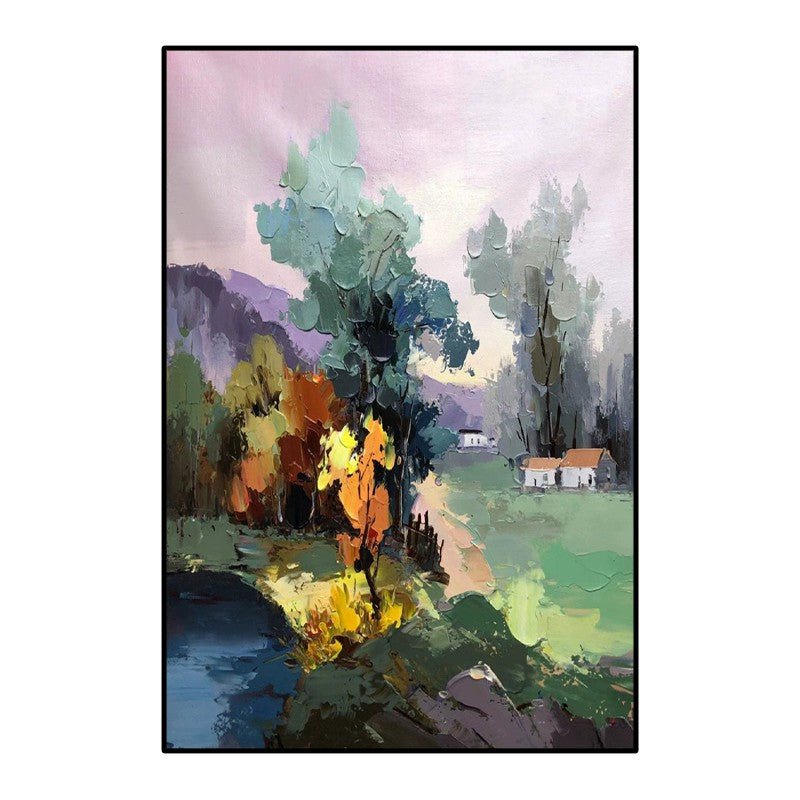 Peinture à l'huile sur toile, paysage abstrait fait main, décoration murale chic - IVOIRART.COM