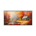 Peinture huile faite main sur toile - Paysage rural orange-rouge décor mural - 1 - IVOIRART.COM