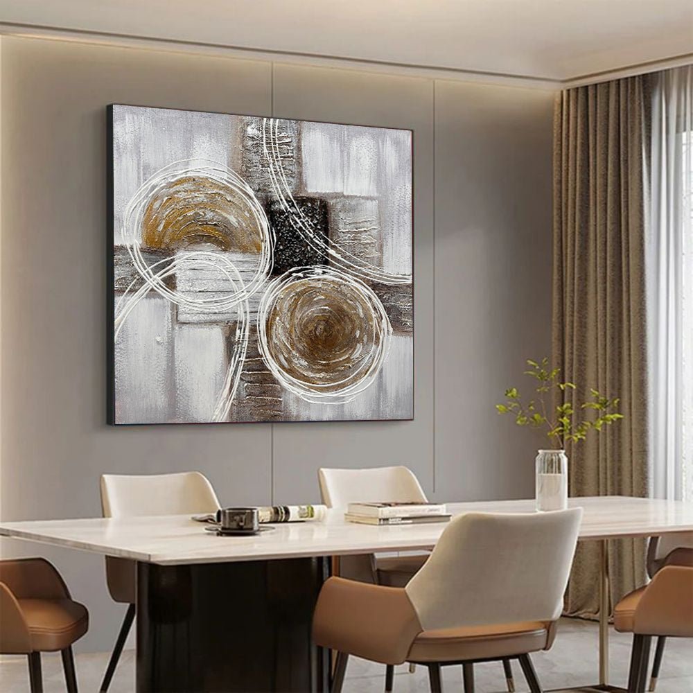 Peinture huile moderne marron et noir, texture épaisse abstraite, panneau unique - IVOIRART.COM