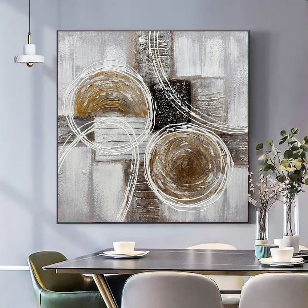 Peinture huile moderne marron et noir, texture épaisse abstraite, panneau unique - IVOIRART.COM