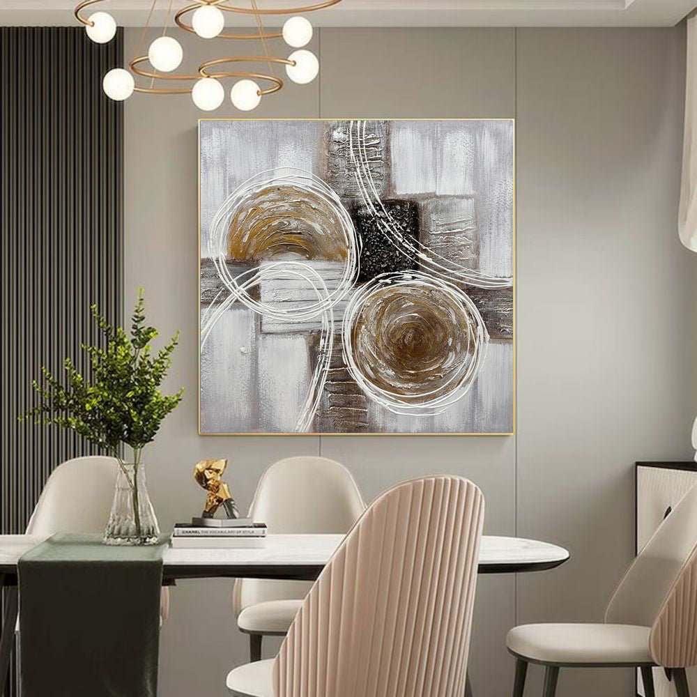 Peinture huile moderne marron et noir, texture épaisse abstraite, panneau unique - IVOIRART.COM