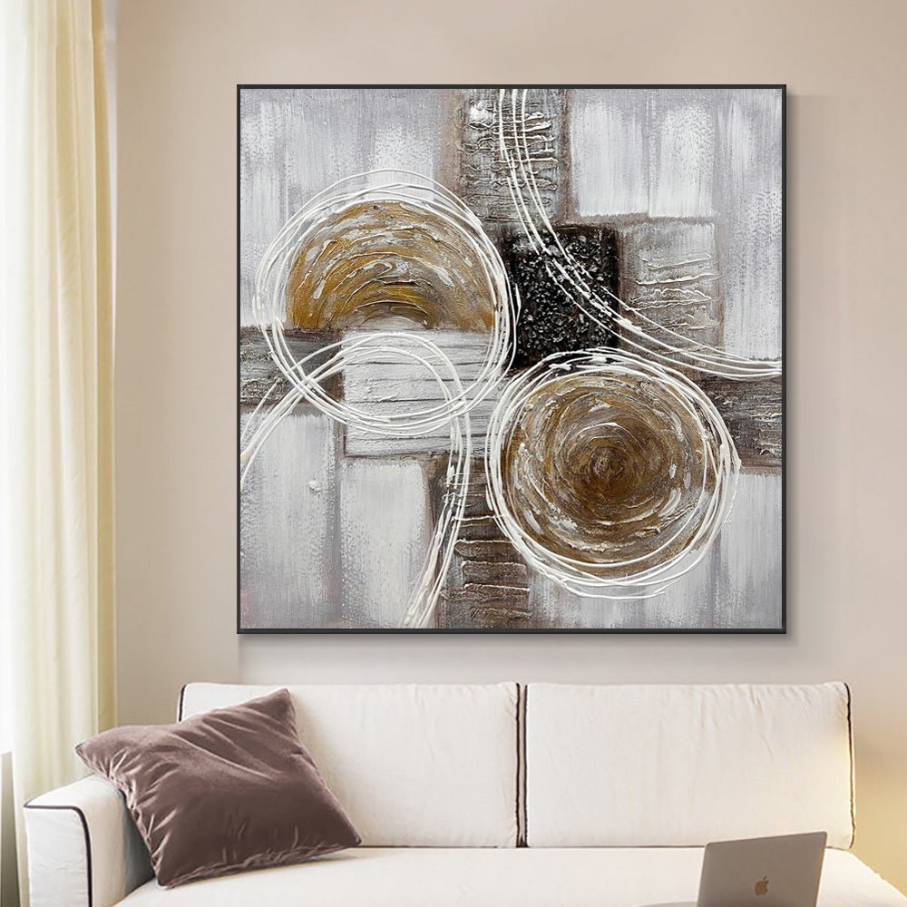 Peinture huile moderne marron et noir, texture épaisse abstraite, panneau unique - IVOIRART.COM