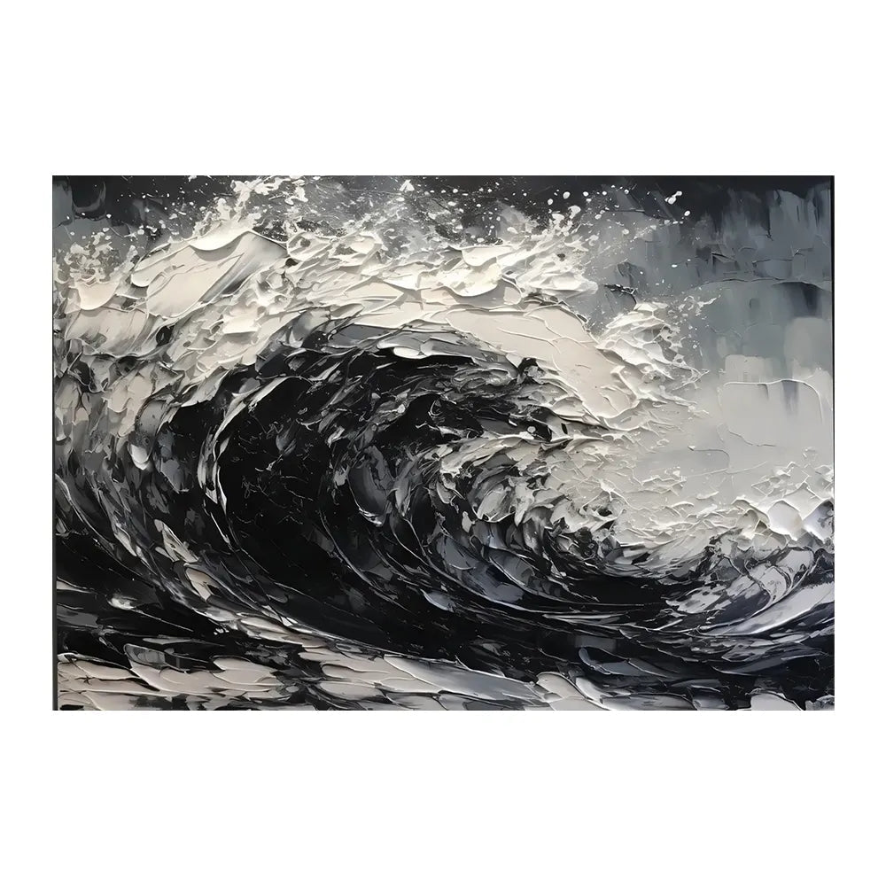 Peinture huile sur toile peinte à la main abstraite noir et blanc non encadrée . - IVOIRART.COM
