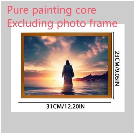 Peinture Lumineuse LED Jésus Cadre Photo Décor Maison Lampe Lune Nuit Noël - IVOIRART.COM