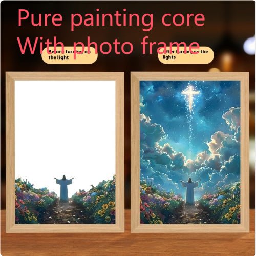 Peinture Lumineuse LED Jésus Cadre Photo Décor Maison Lampe Lune Nuit Noël - IVOIRART.COM
