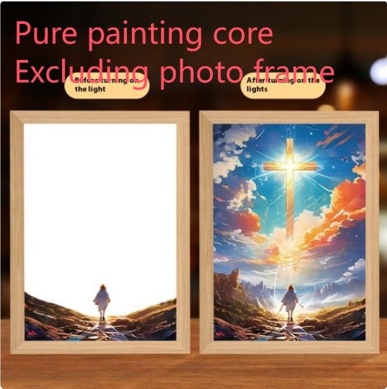 Peinture Lumineuse LED Jésus Cadre Photo Décor Maison Lampe Lune Nuit Noël - IVOIRART.COM