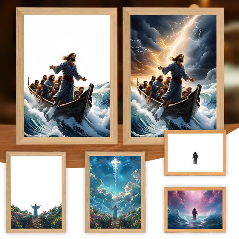 Peinture Lumineuse LED Jésus Cadre Photo Décor Maison Lampe Lune Nuit Noël - IVOIRART.COM